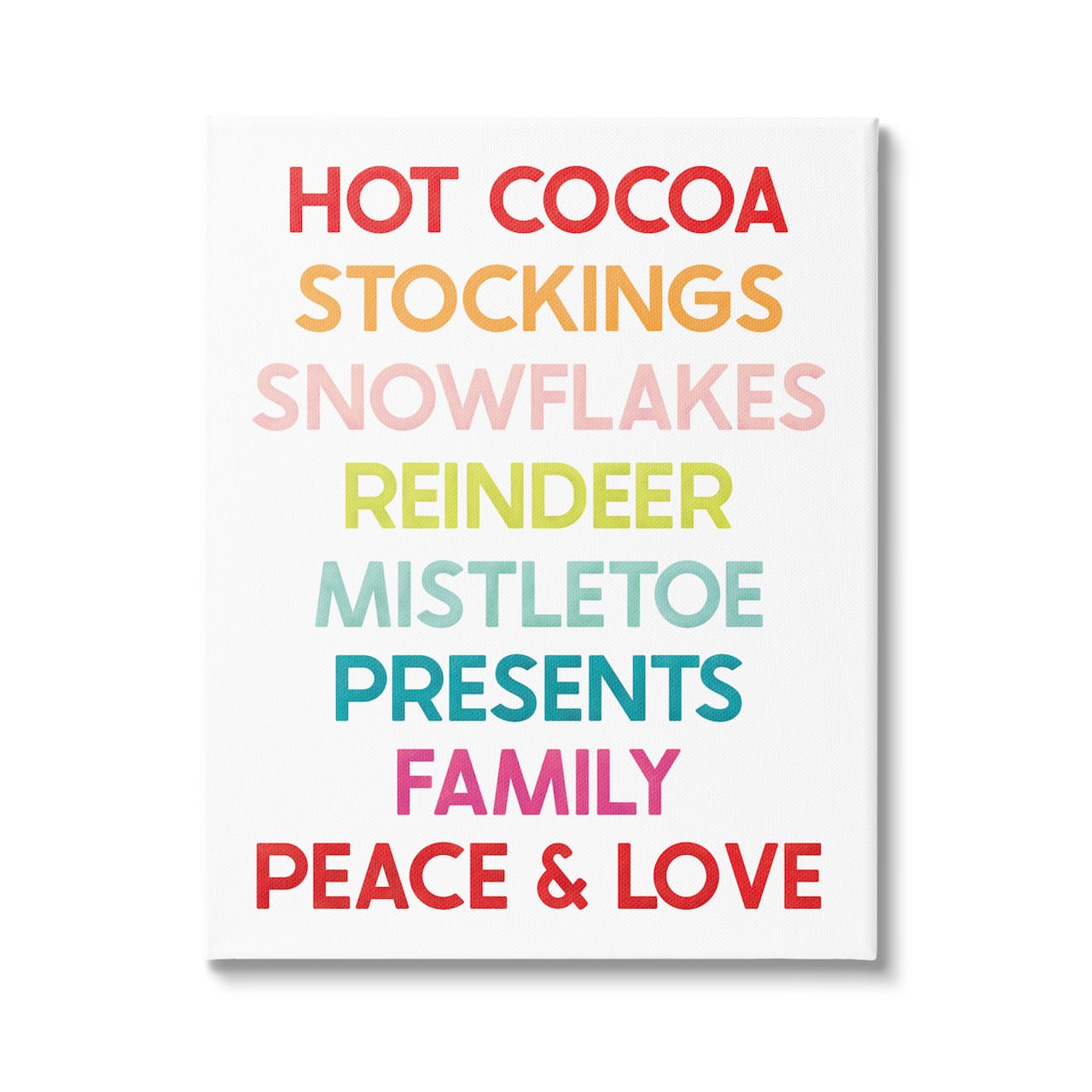 Stupell Industries Peace & Love Rainbow Christmas List Canvas Wall Art